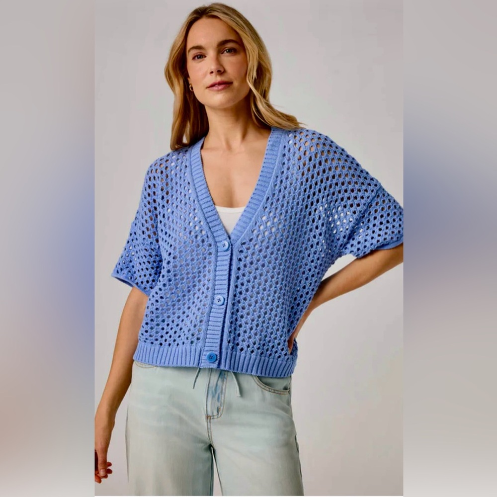 NWT Splendid Nina Pointelle and Sky Blue Cardi